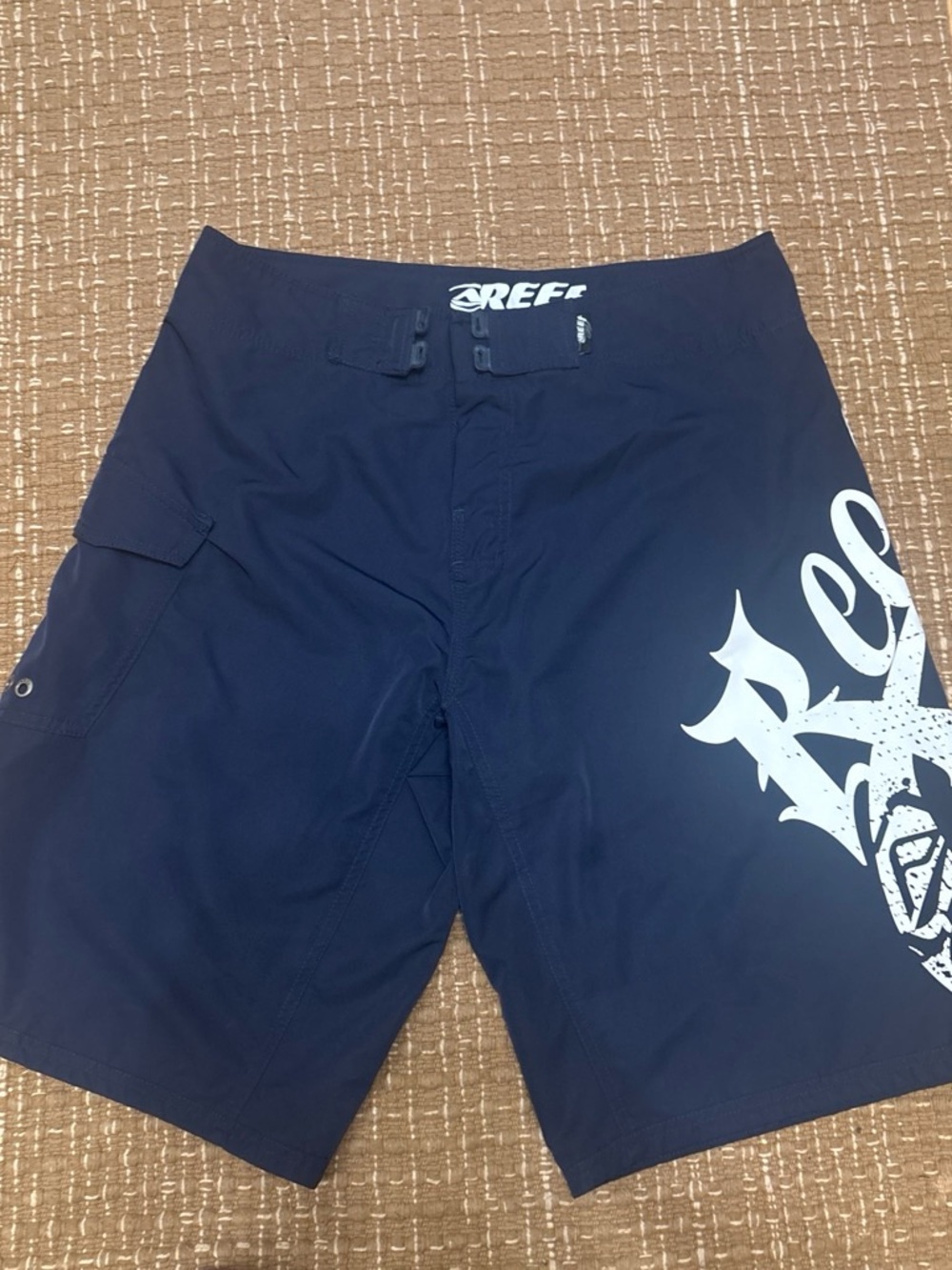 Reef Navy Swim Trunks with White Logo